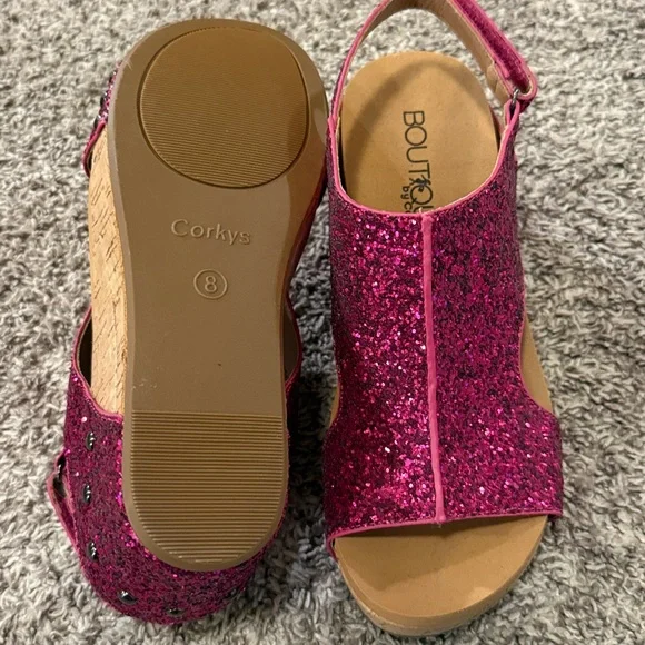 CORKYS - Pink Glitter Women's Wedge Sandals - Picture 3 of 3